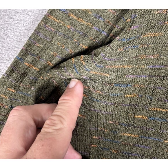 Jhane Barnes Sweater Mens Size M Olive Green Silk Blend 3D Knit Normcore Grandpa - Picture 7 of 16